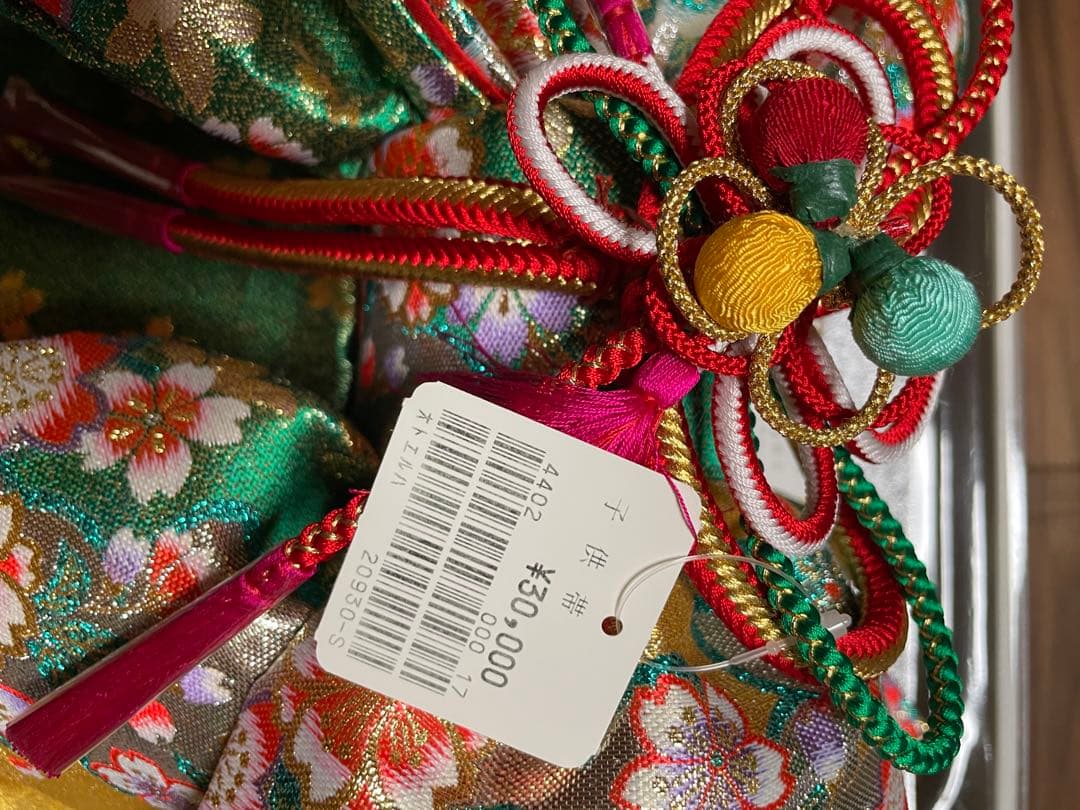 七五三 着物フルセット 6歳7歳　赤色 花柄　お参り着　女児　正絹　新品　髪飾り