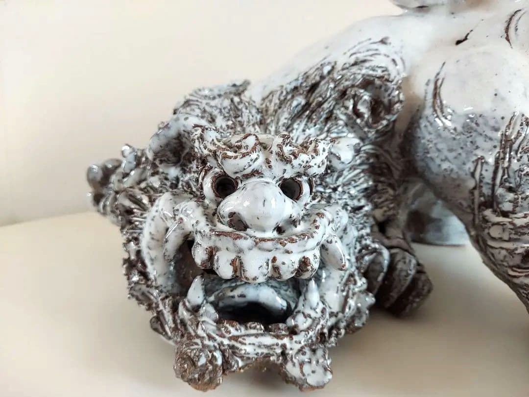 萩焼　 獅子の置物 　小久保凌雲作