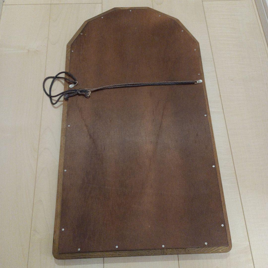 レトロアンティーク　壁掛けミラー　薔薇　エッチングミラー　木枠