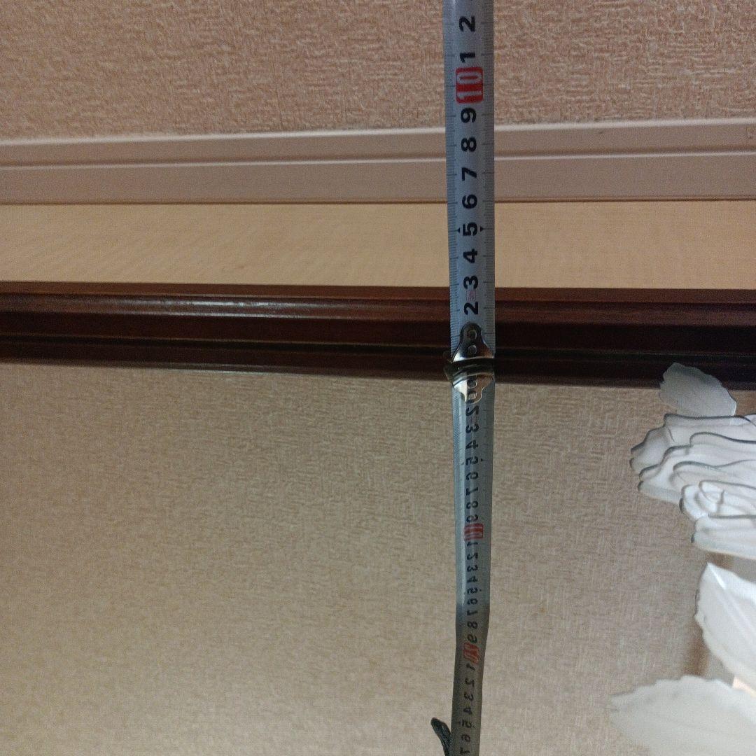 レトロアンティーク　壁掛けミラー　薔薇　エッチングミラー　木枠