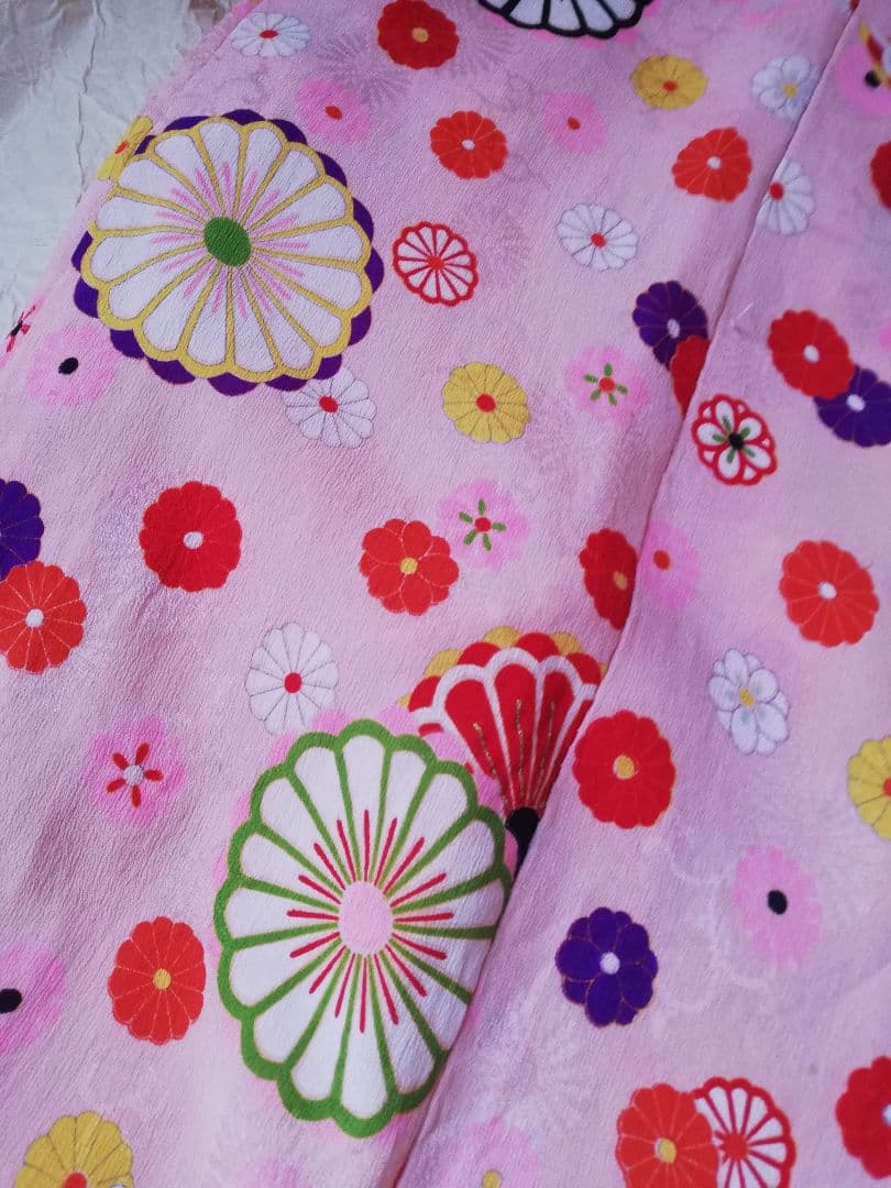 追❹　七五三　正絹　女の子　アンティーク　着物　お花づくし　レトロ　大正浪漫