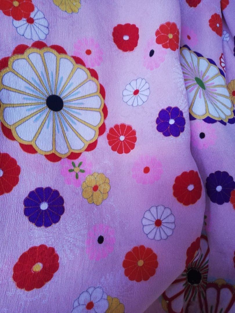 追❹　七五三　正絹　女の子　アンティーク　着物　お花づくし　レトロ　大正浪漫