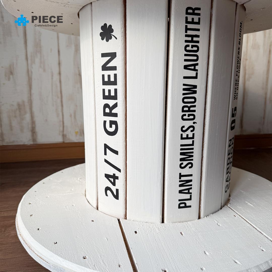 フラワースタンド 木製 ケーブルドラム 白 ヴィンテージ風 シャビー ナチュラル