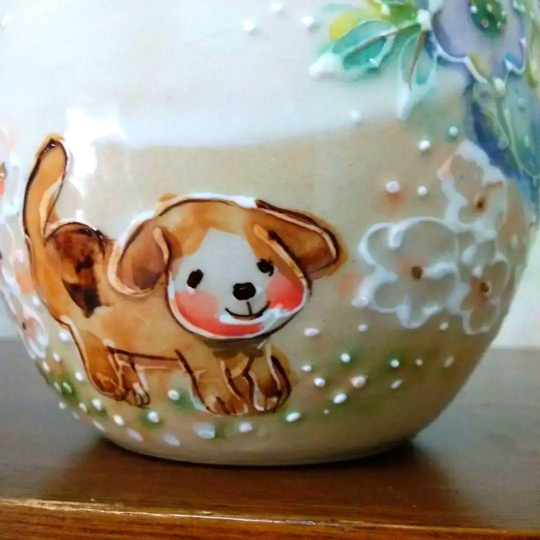 花瓶　作家　内藤加奈子　可愛い　美品　イヌ　ウサギ　陶器　花器