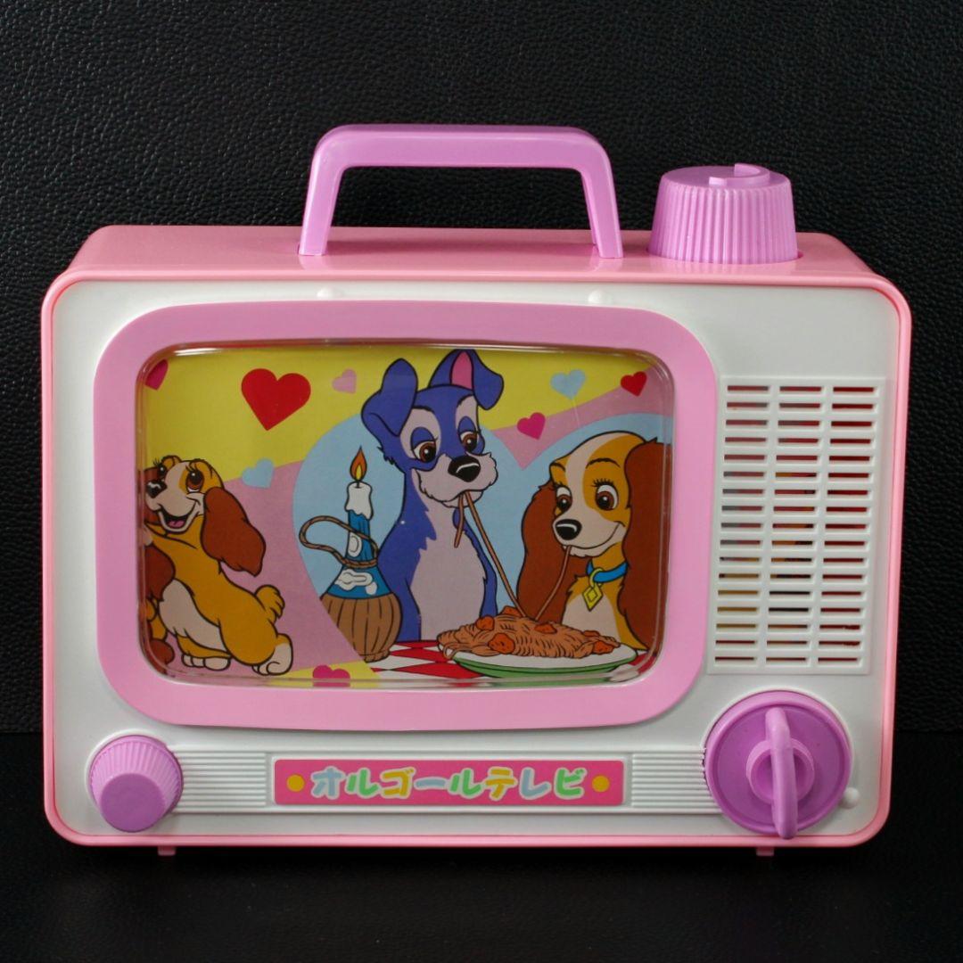 レア【昭和レトロ】ヴィンテージ　わんわん物語 レディ&トランプ オルゴールテレビ