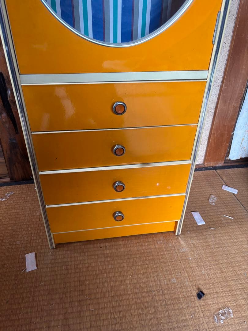 食器棚 昭和レトロ レトロポップ オレンジ イエロー キャビネット 収納棚 本棚