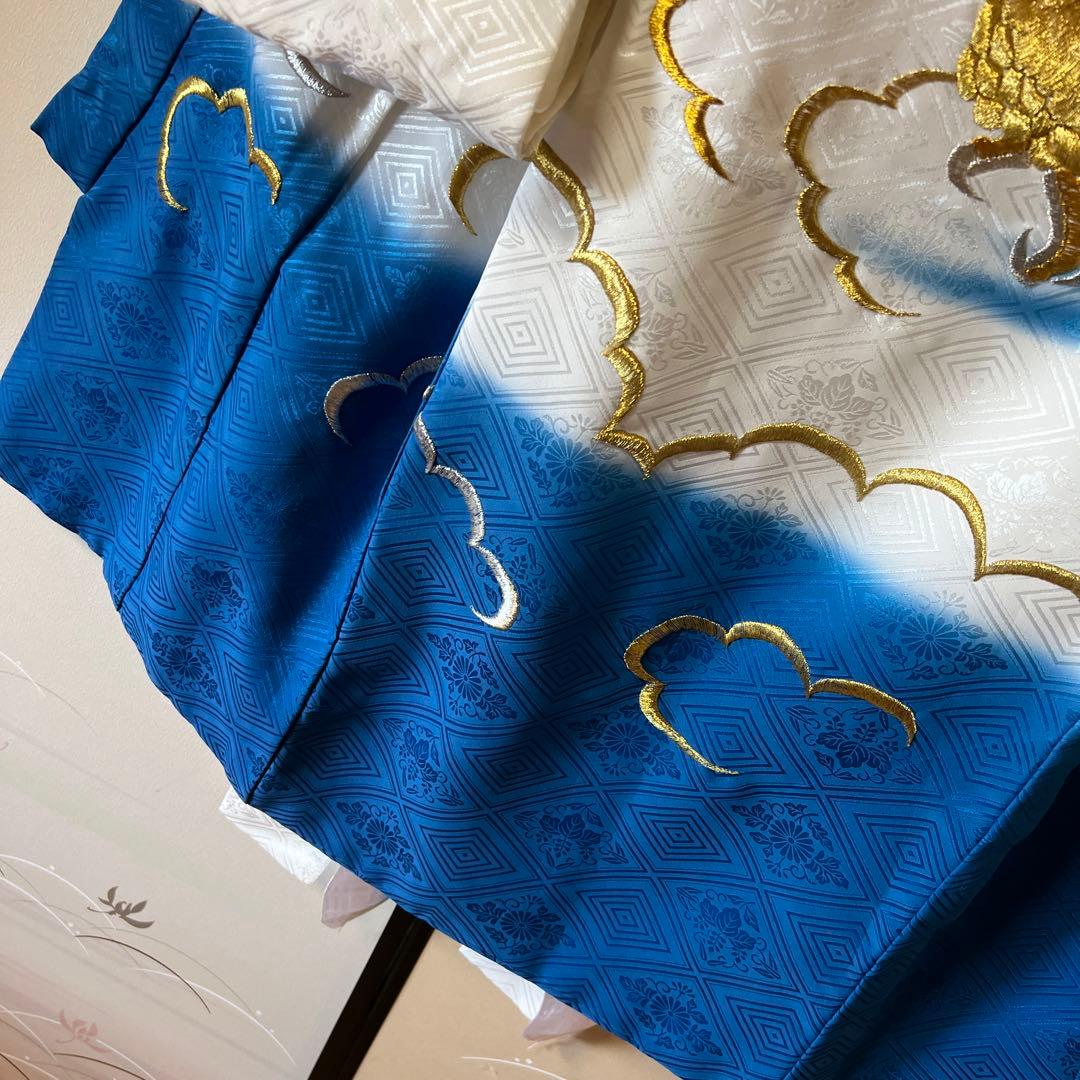 【訳あり】お宮参り 七五三  スカイブルー×金糸鷹