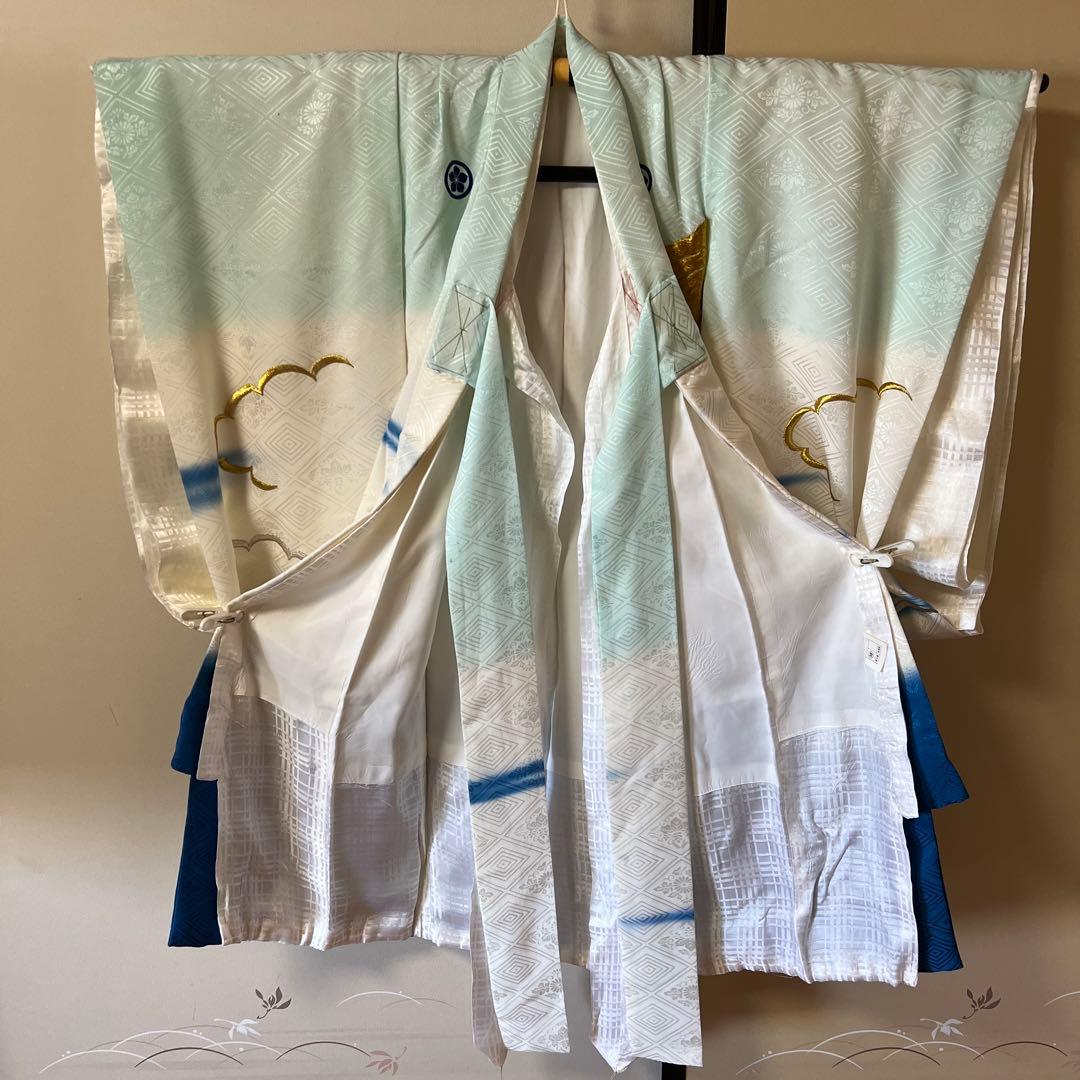 【訳あり】お宮参り 七五三  スカイブルー×金糸鷹