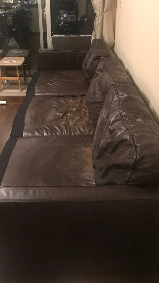 ソファー　本革　レザー　大型　5人掛け　ブラウン