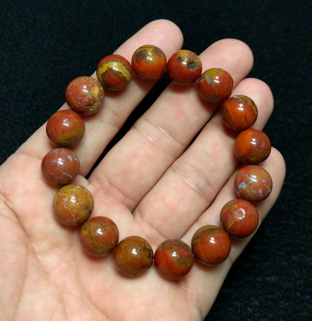 【高品質】佐渡の赤玉石《新潟県》ブレスレット　１３㎜　日本石　健康