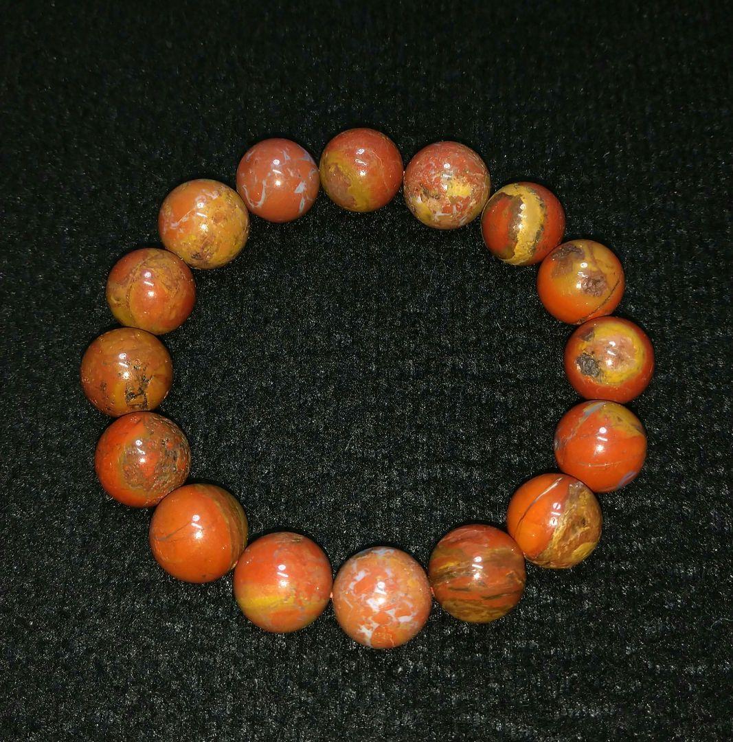 【高品質】佐渡の赤玉石《新潟県》ブレスレット　１３㎜　日本石　健康