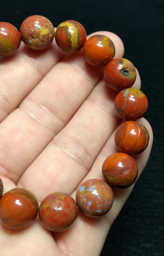 【高品質】佐渡の赤玉石《新潟県》ブレスレット　１３㎜　日本石　健康