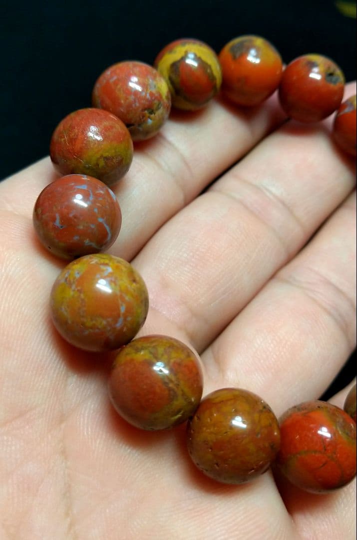 【高品質】佐渡の赤玉石《新潟県》ブレスレット　１３㎜　日本石　健康