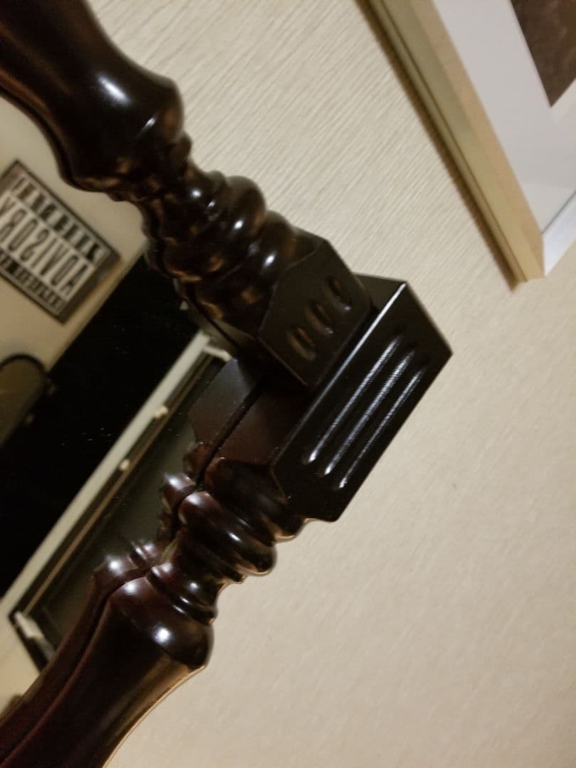 希少　ゴシック　ヴィンテージ　チーク　無垢材　スピンドル　額装　ウォールミラー