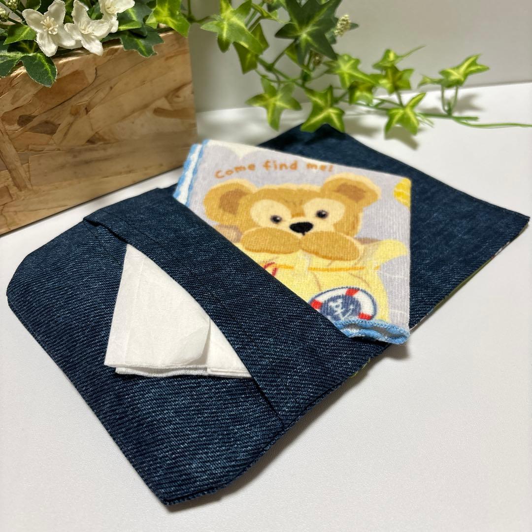 ハンドメイド移動ポケット(マチあり)★男の子　大きな働く車(グリーン)