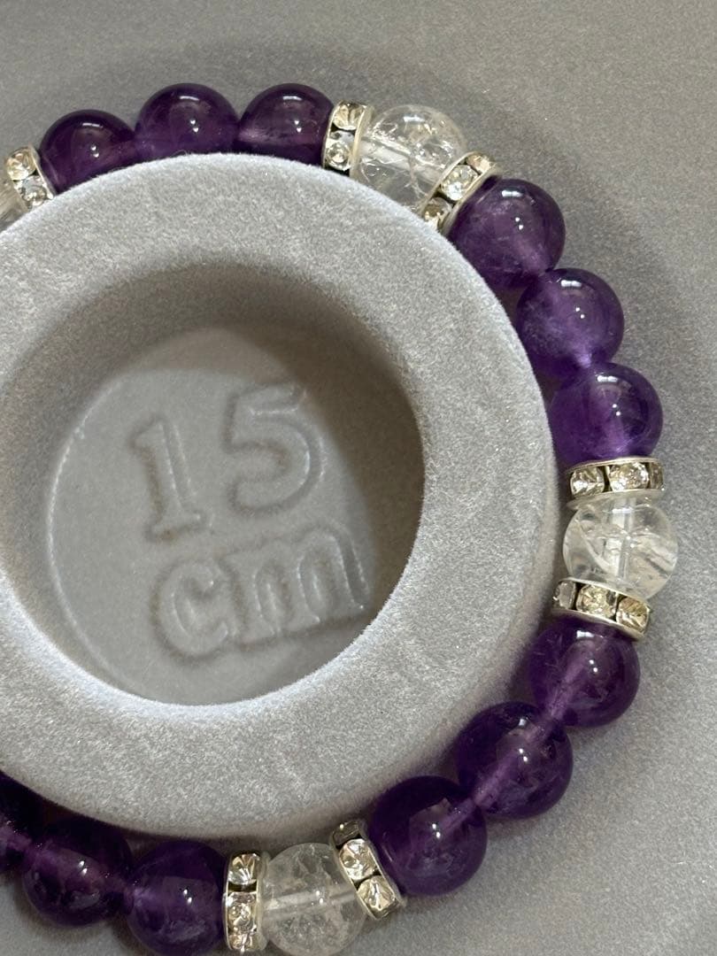 ⑩ 天然石✨アメジスト×クラック水晶 8mmパワーストーンブレスレット約15cm