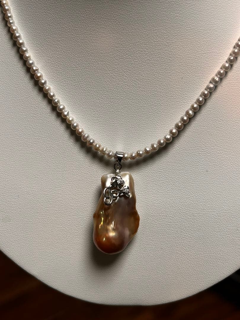 ハンドメイド 真珠 シェル ネックレス