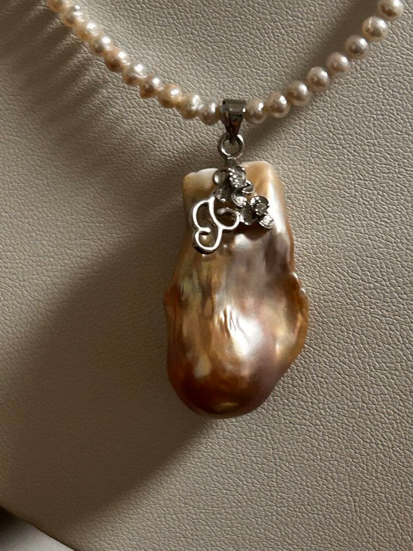 ハンドメイド 真珠 シェル ネックレス