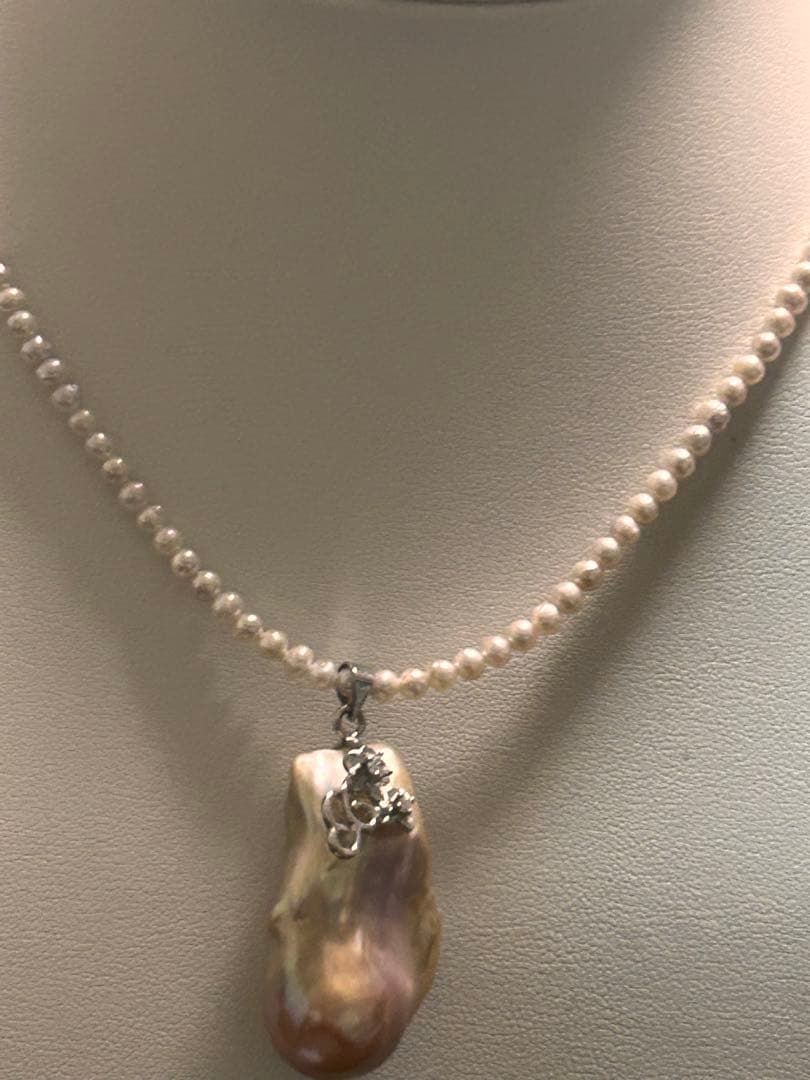 ハンドメイド 真珠 シェル ネックレス