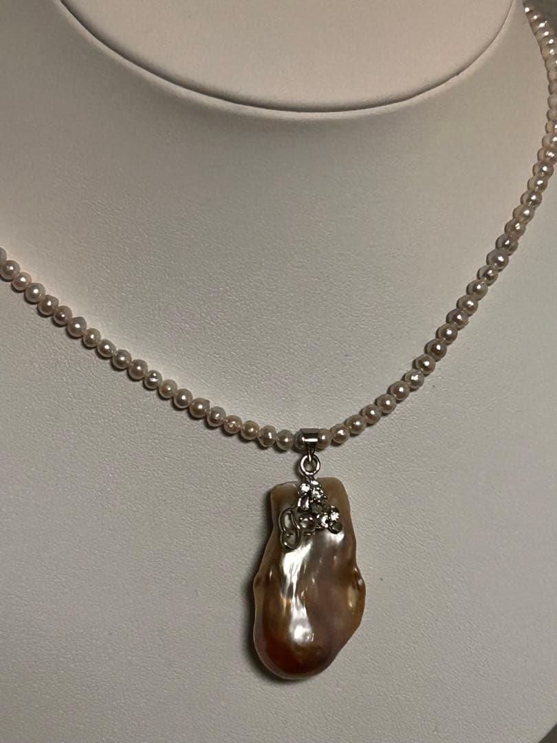 ハンドメイド 真珠 シェル ネックレス