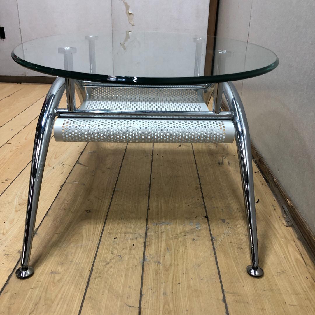 美品 送料無料 ガラス天 センターテーブル ローテーブル モダン250918