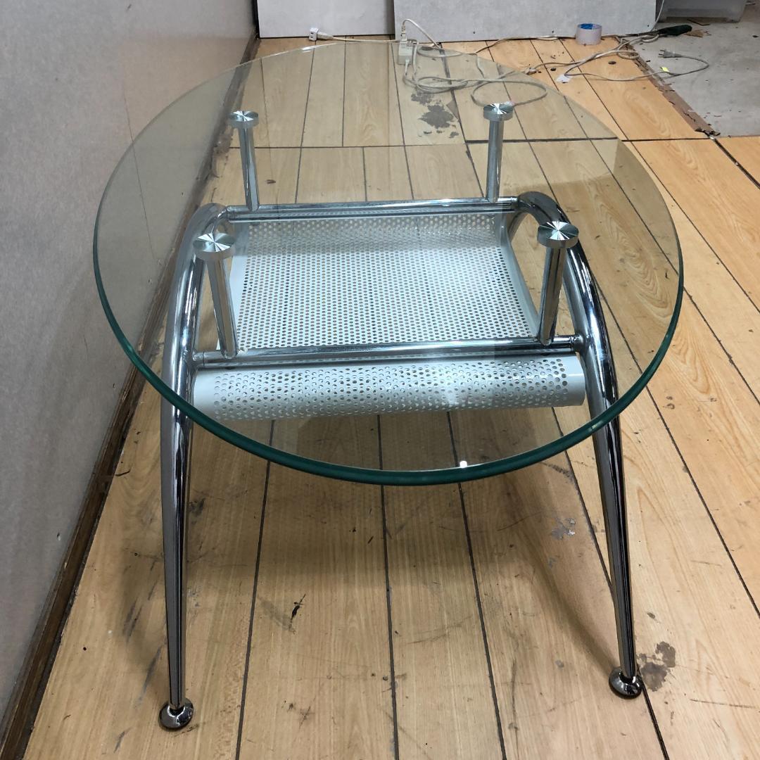 美品 送料無料 ガラス天 センターテーブル ローテーブル モダン250918