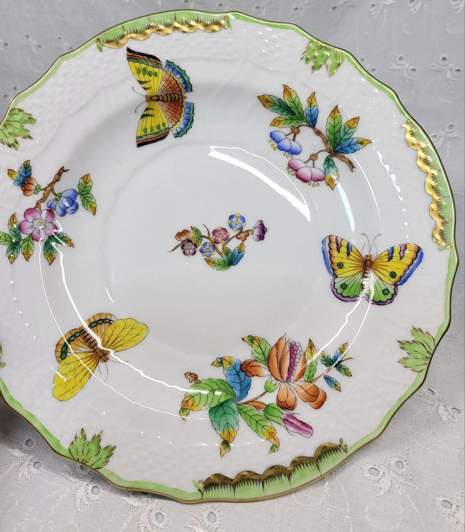 2枚✨ヘレンド ヴィクトリアブーケ サラダ デザート プレート19 皿 花蝶②