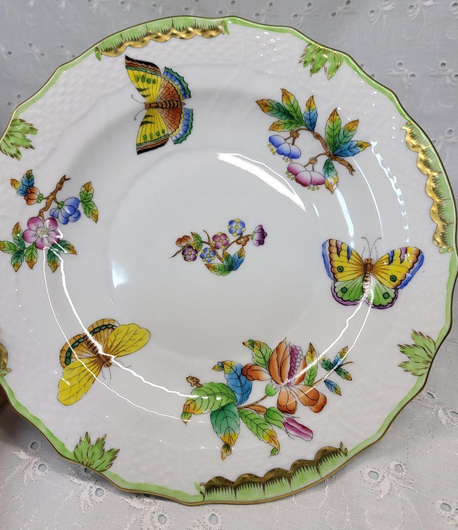 2枚✨ヘレンド ヴィクトリアブーケ サラダ デザート プレート19 皿 花蝶②