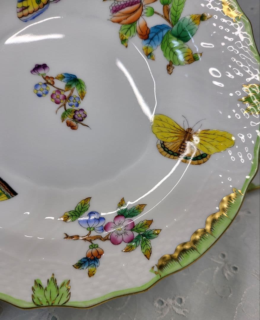 2枚✨ヘレンド ヴィクトリアブーケ サラダ デザート プレート19 皿 花蝶②