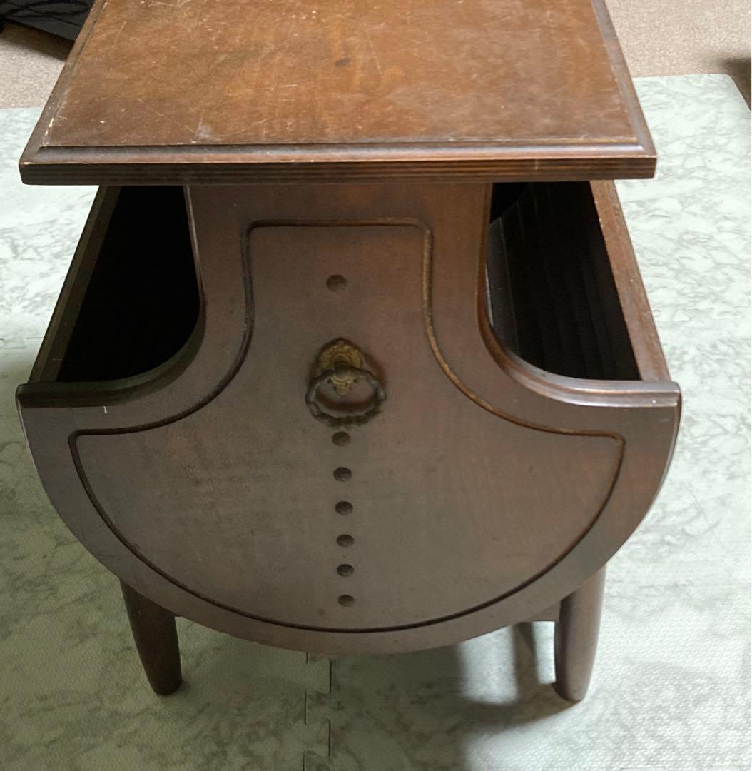 オールドカリモク　サイドテーブル　マガジンラック　花台　昭和レトロ