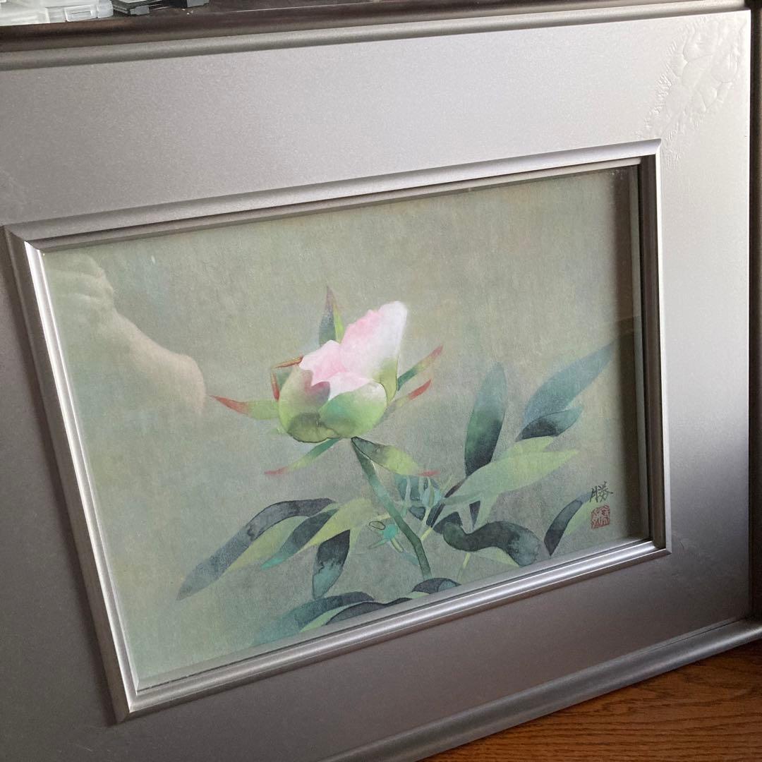 松本 勝 芍薬 日本画 5号 絵画