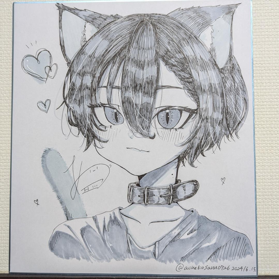 オリジナル男の子】2枚セット原画 手書き色紙 アナログイラスト