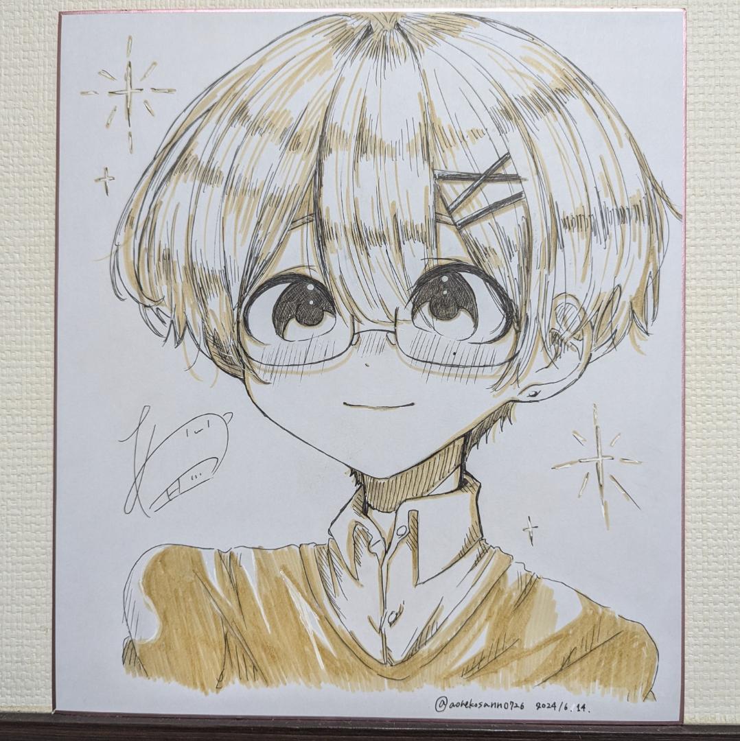 オリジナル男の子】2枚セット原画 手書き色紙 アナログイラスト