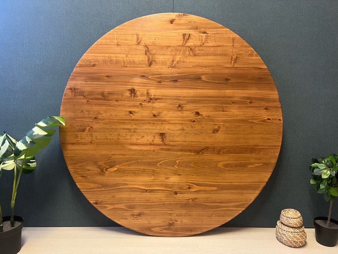 【送料無料】 ローテーブル 丸形 90cm 杉 オーク調 折りたたみ脚