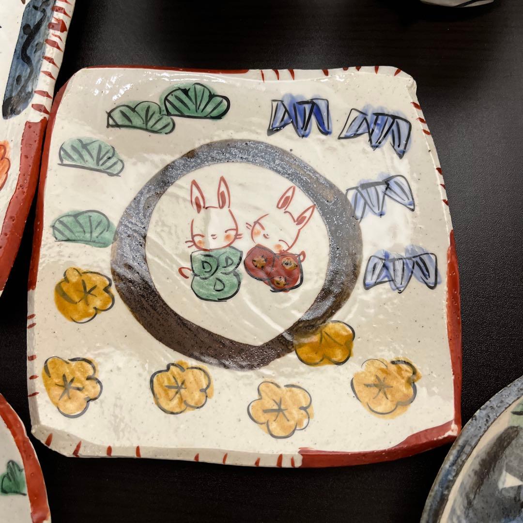 手作り工房　夕立窯　 お散歩うさぎ　幸せうさぎ　食器11点セット　陶器製