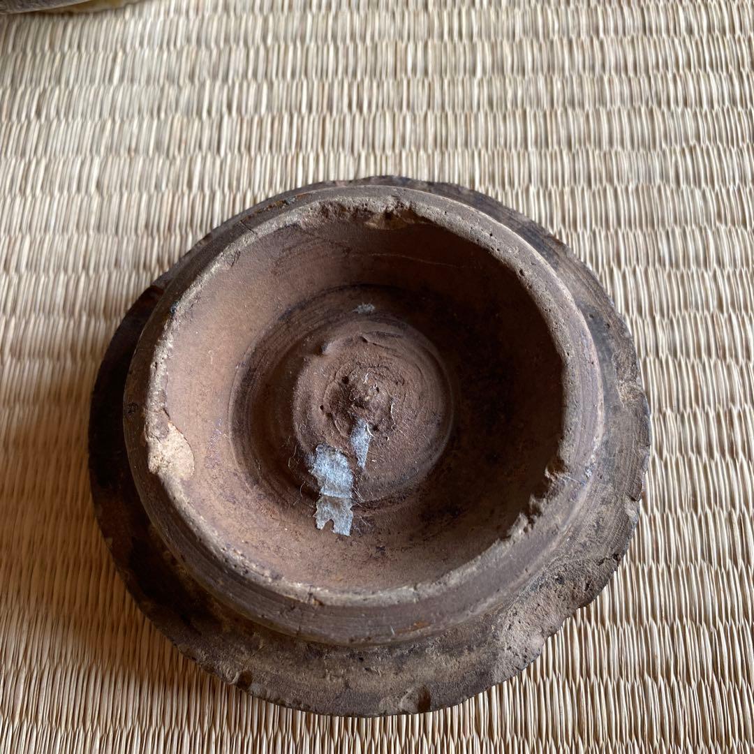 李朝 飴釉蓋付面取り小壷 木箱有り