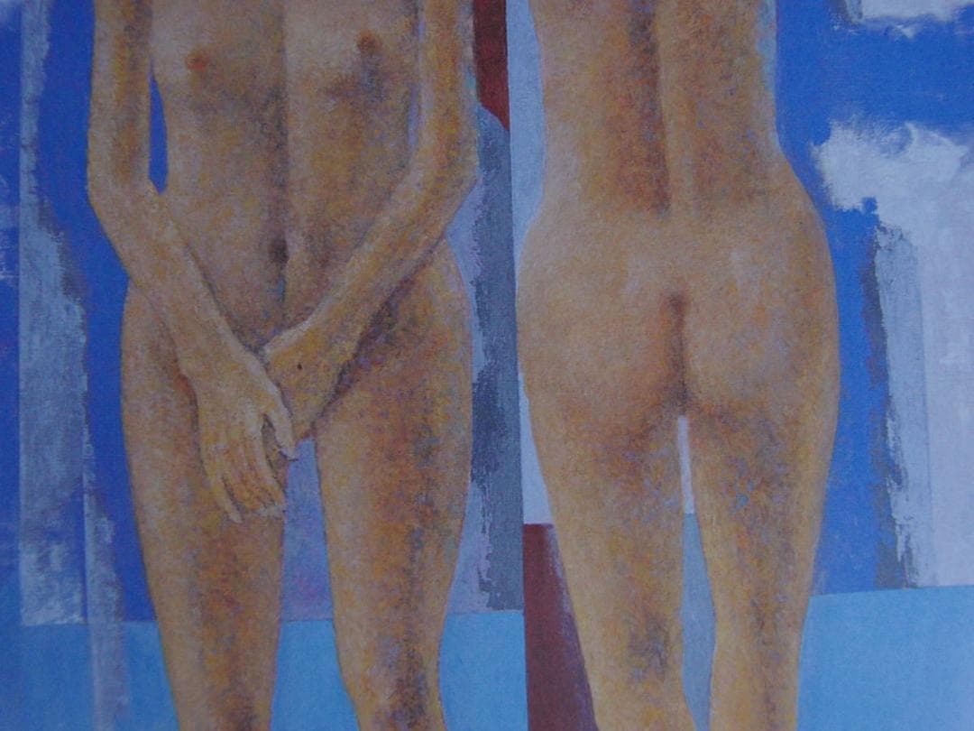 小川博史、【白い雲の日】、希少な額装用画集より、新品額装付