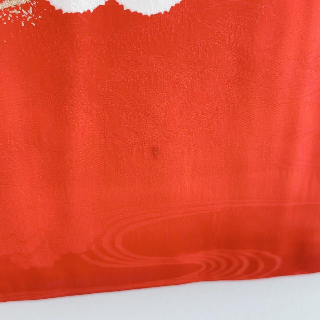 上品　フルセット　七五三　７歳女の子　黄土色赤蝶　金地袋帯　長襦袢付小物7079