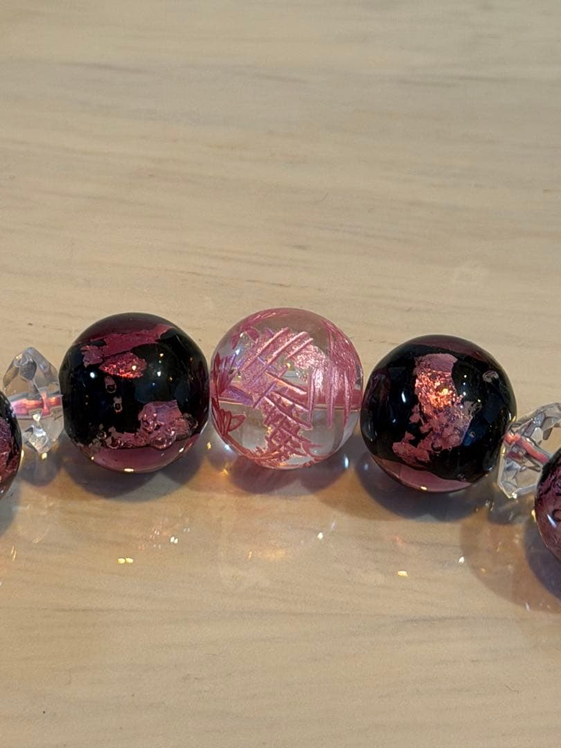 ホタルガラスのブレスレット　ピンク