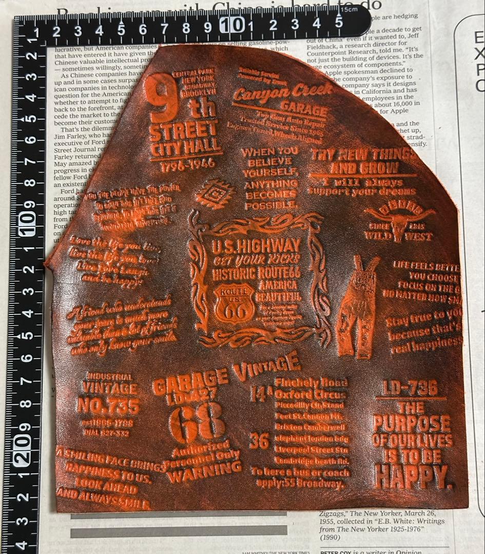 No.662 染色タグ 革タグ 刻印タグ ハンドメイド