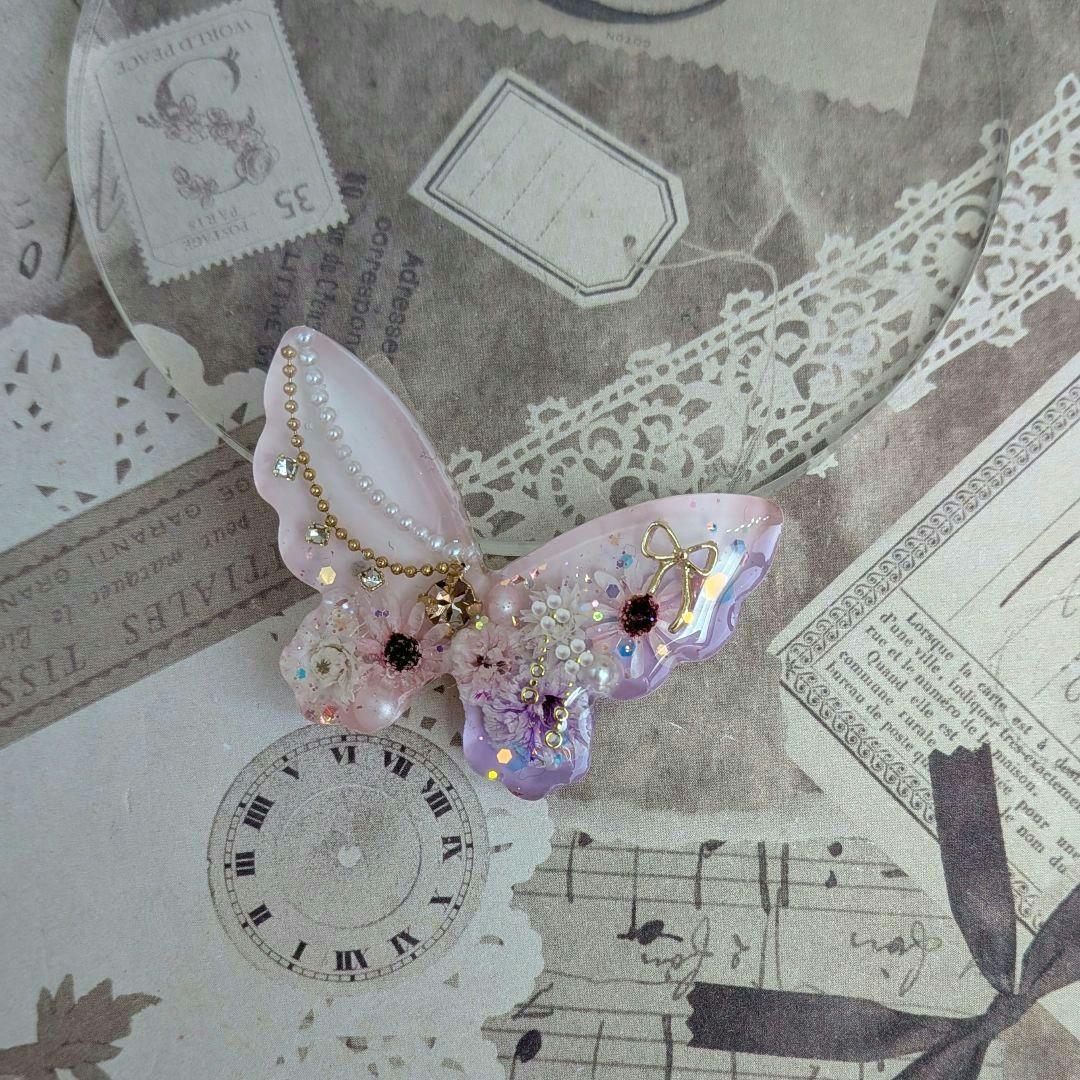 467 jewelry✴ちょうちょ✴ピンクパープル✴レジンヘアゴム