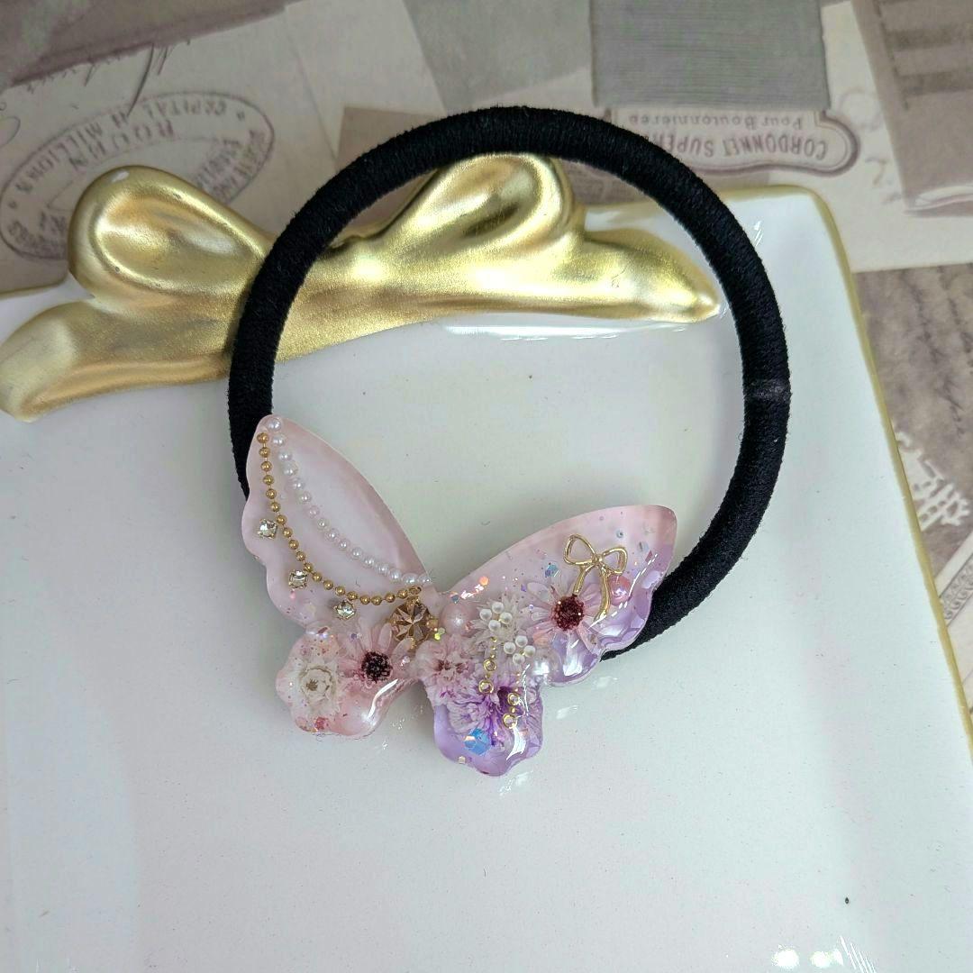 467 jewelry✴ちょうちょ✴ピンクパープル✴レジンヘアゴム