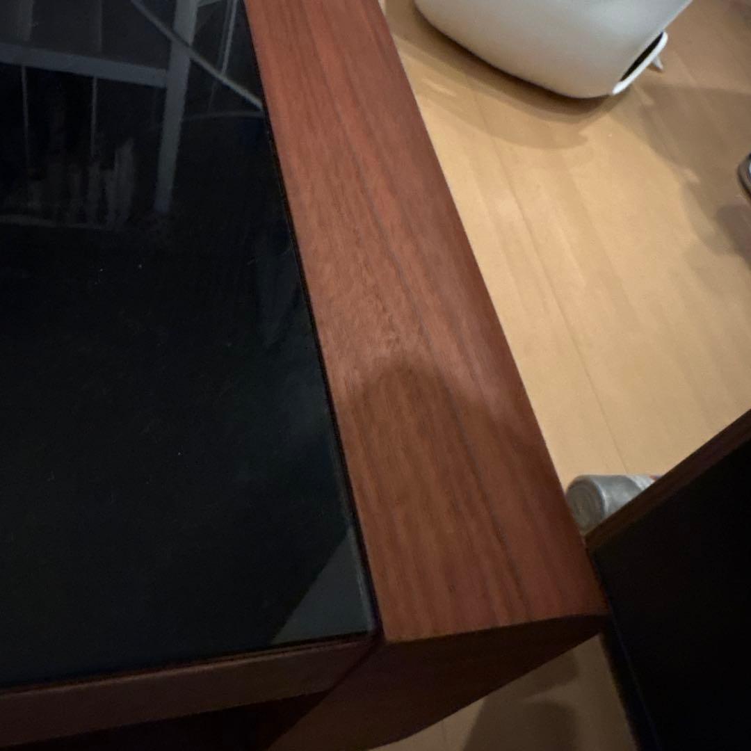 【値下げ】【美品】アルモニア ローテーブル ガラス天板 ウォールナット調