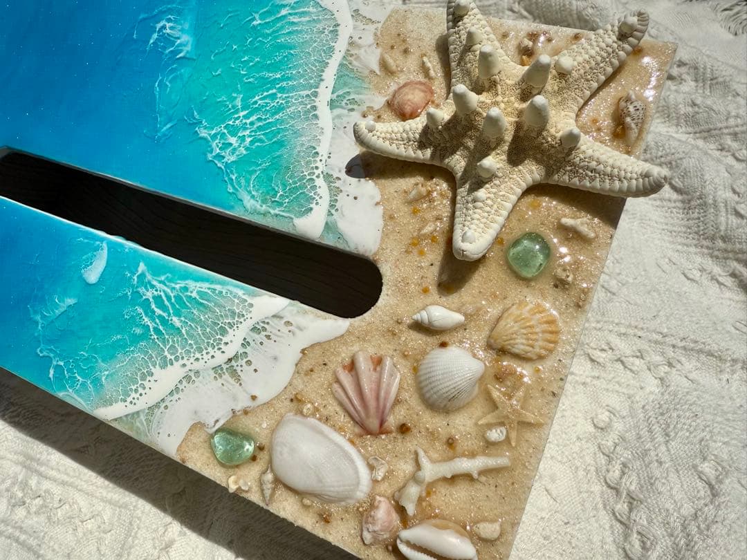 ティッシュボックス　海レジン　波レジン