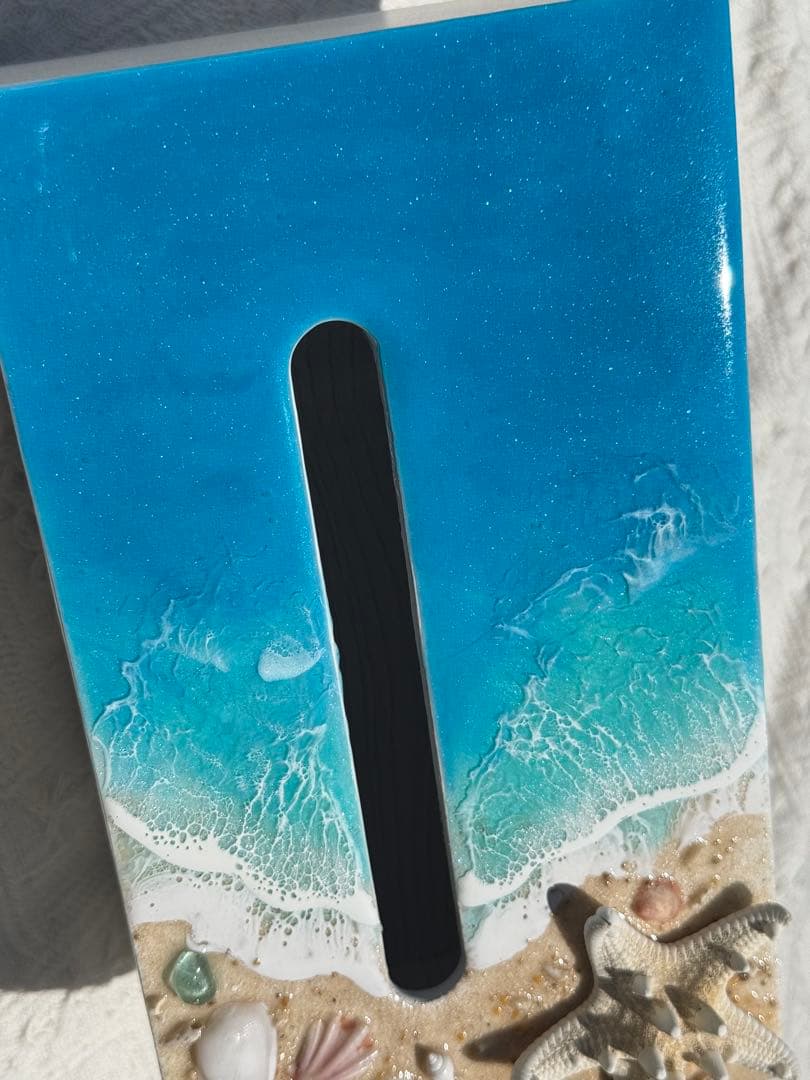 ティッシュボックス　海レジン　波レジン