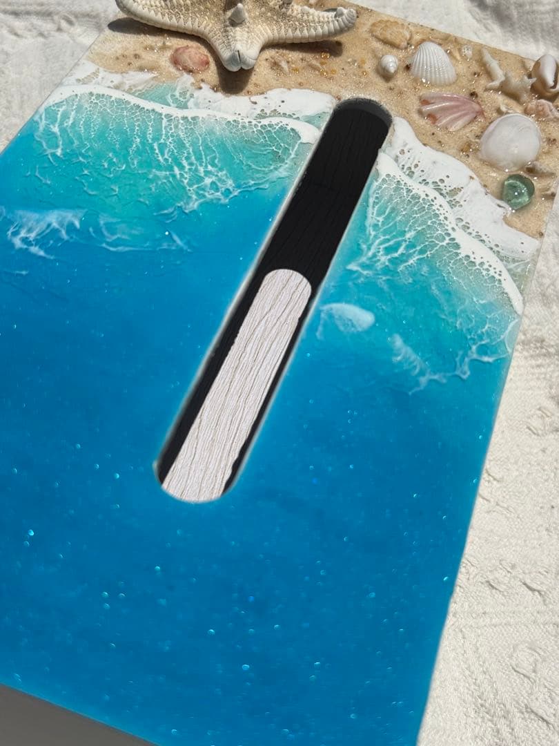 ティッシュボックス　海レジン　波レジン