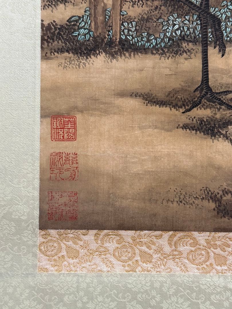 中国 清時代 沈銓 松梅雙鶴図 絹本 原色複製 ◇検故宮博物館◇ 一鼎軒