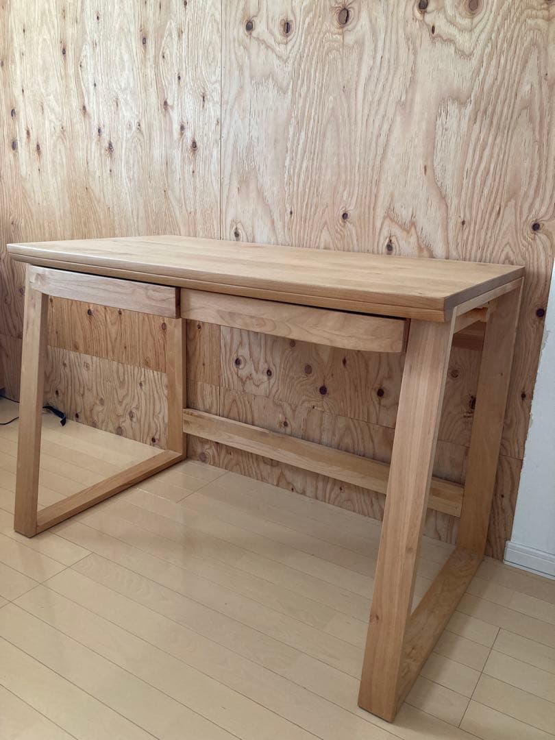 引き取り限定　木製シンプルデスク 引き出し付き