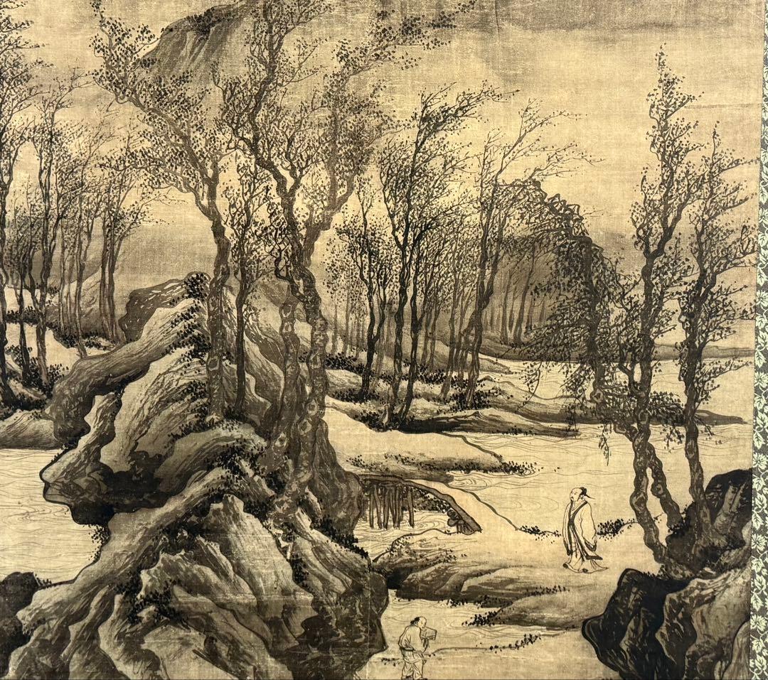 中国 明時代 唐寅 歩渓圖 絹本 原色複製 ◇検故宮博物館◇ 一鼎軒0926