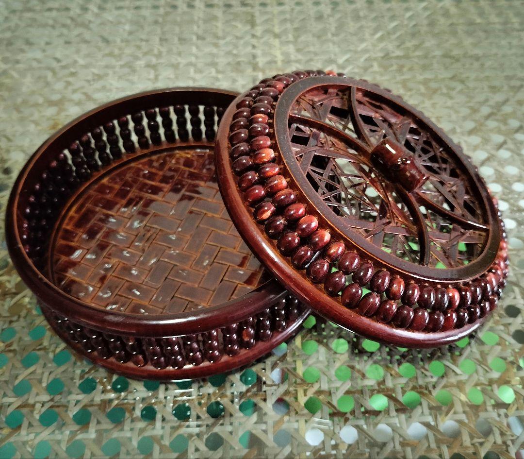 籃胎漆器蓋付き菓子器 - メルカリ